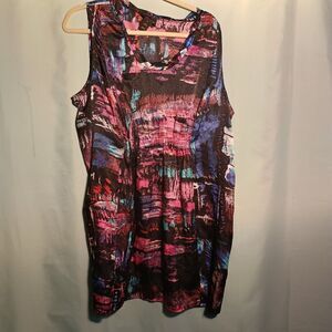 Abstract Sleeveless Dress – Bold Multicolor Print Casual Dress